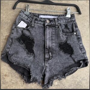 Tinseltown Black and Gray Jean Shorts